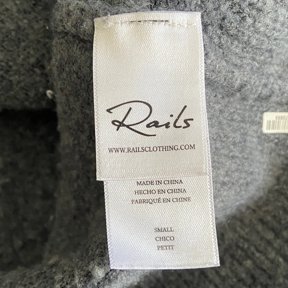 Rails Gisella Charcoal Cashmere Merino Wool Blend V-Neck Sweater 3362